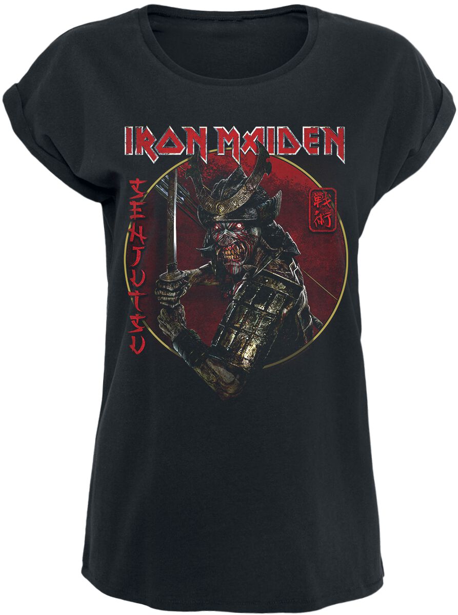 Levně Iron Maiden Senjutsu Eddie Gold Circle Dámské tričko černá
