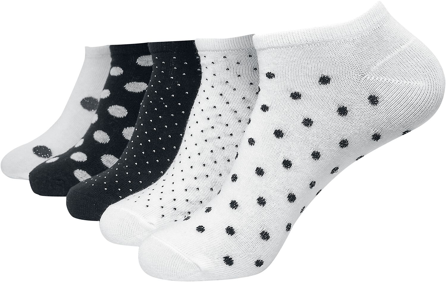 Levně Urban Classics Balení 5 párů ponožek s puntíky No Show Ponožky cerná/bílá