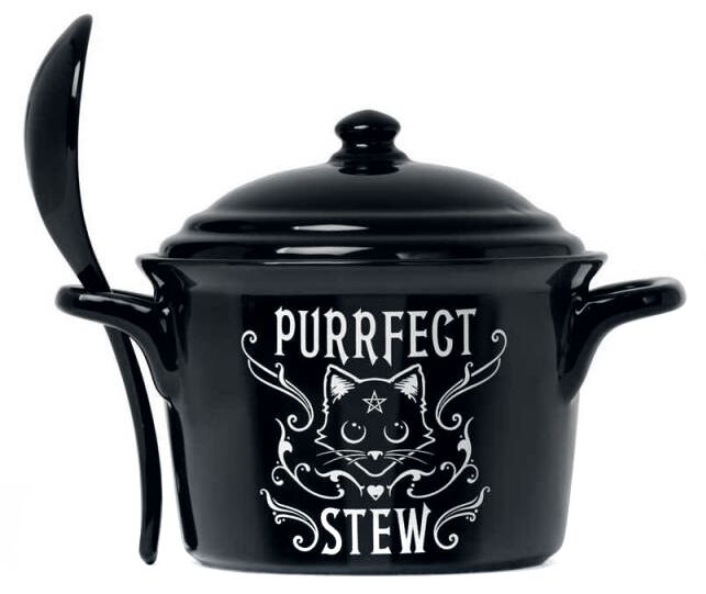 Alchemy England Purrfect Stew Hexenkessel mit Löffel Becher schwarz weiß