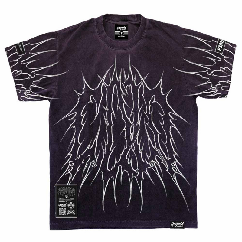 Stay Cold Apparel  T-Shirt - Black Razor (Purple Bleached) - Heavy Oversized T-shirt (250GSM) - for Men - lilac