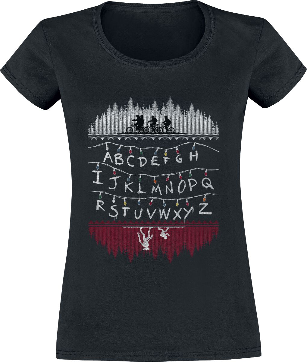 T-Shirt Manches courtes de Stranger Things - Alphabet - S à XXL - pour Femme - noir