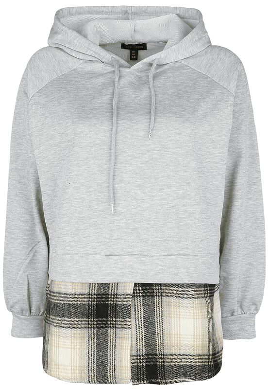 Pullover Hoodie With Check Undershirt