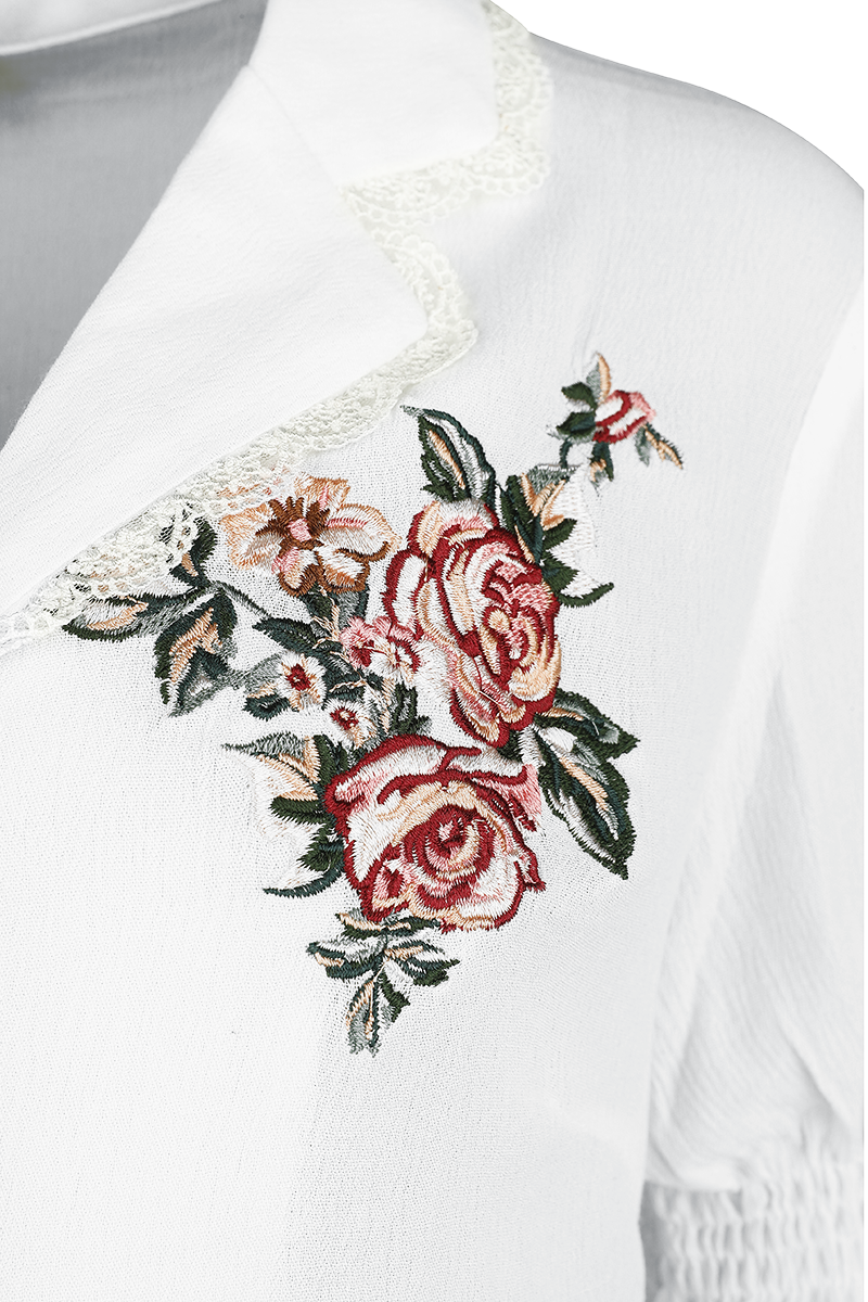 Voodoo Vixen Vintage Floral Emb Blouse Bluse weiß