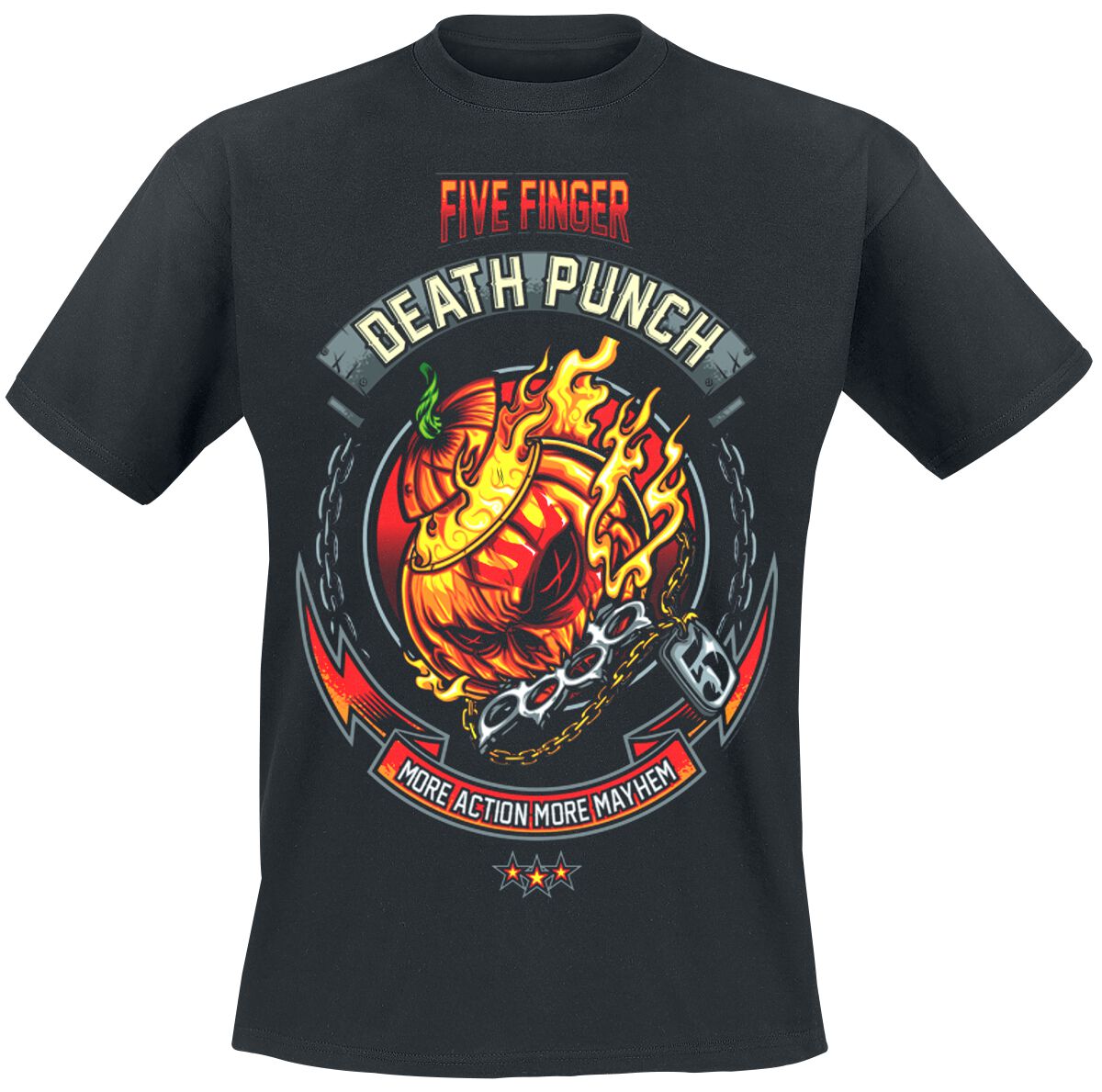 Five Finger Death Punch Burning Pumpkin Halloween T-Shirt black