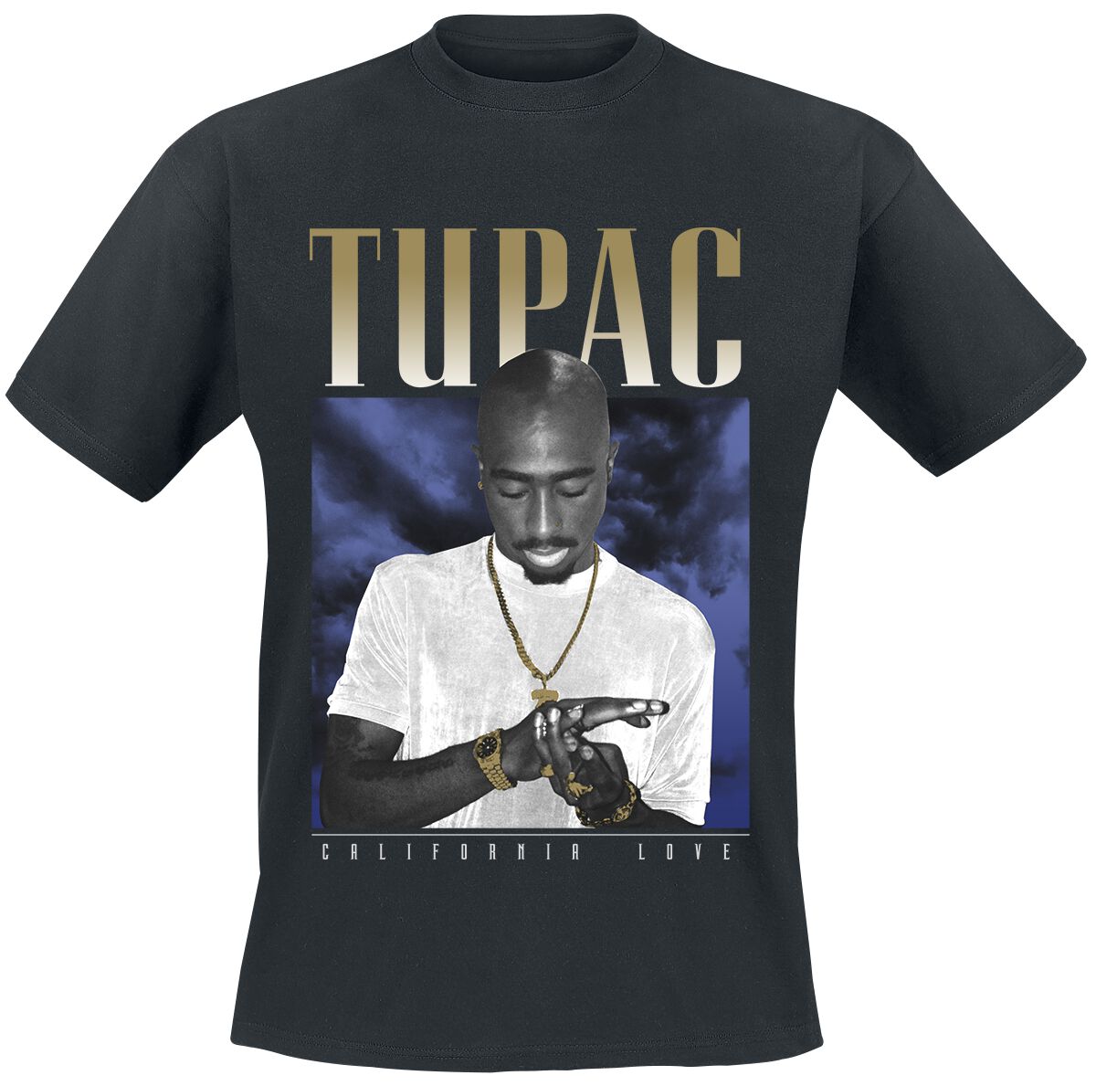 Tupac Shakur T-Shirt - California Love Clouds - S bis XXL - für Männer - Größe M - schwarz  - Lizenziertes Merchandise!