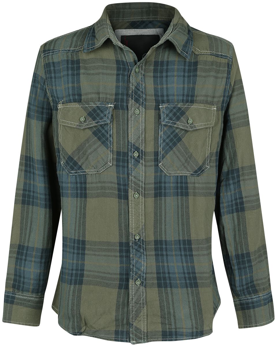 Brandit Flanellhemd - Checkshirt - 3XL bis 7XL - für Männer - Größe 3XL - grün/blau