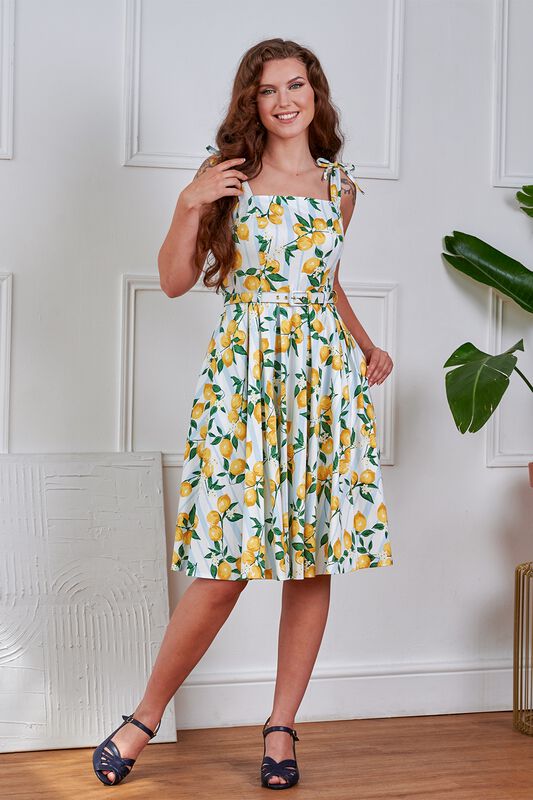 Banned Rockabilly Midi Dress - June Lemon Swing Dress - for Women - yellow