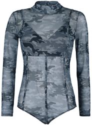 Schwarzer semitransparenter Body mit Camouflage-Muster, Black Premium by EMP, Body