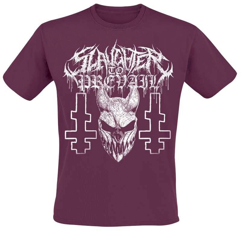 Levně Slaughter To Prevail White Mask Tričko burgundská červeň
