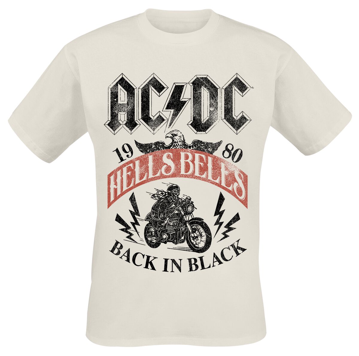 Levně AC/DC Hells Bells 1980 Tričko béžová