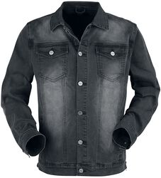 dunkelgraue Jacke mit Brusttaschen und Knopfleiste
