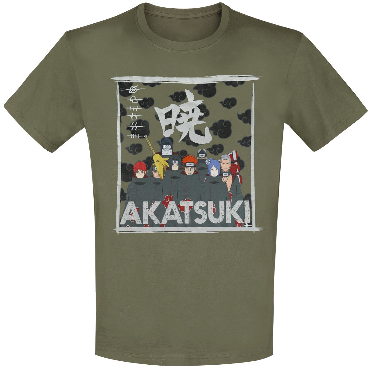 Image of T-Shirt Anime di Naruto - Akatsuki Clan - S a XXL - Uomo - verde
