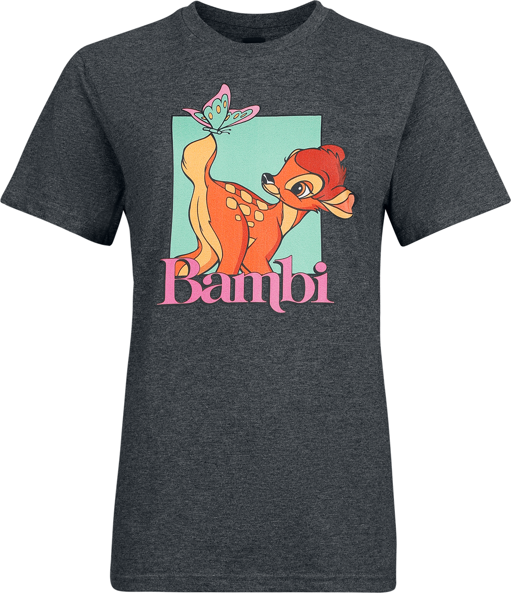 Bambi Disney T-Shirt - Butterfly - for Women - mottled charcoal