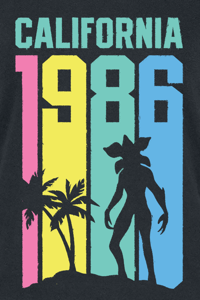 Stranger Things T-Shirt - California 1986 - L bis XXL - für Damen - Größe XL - schwarz  - Lizenzierter Fanartikel