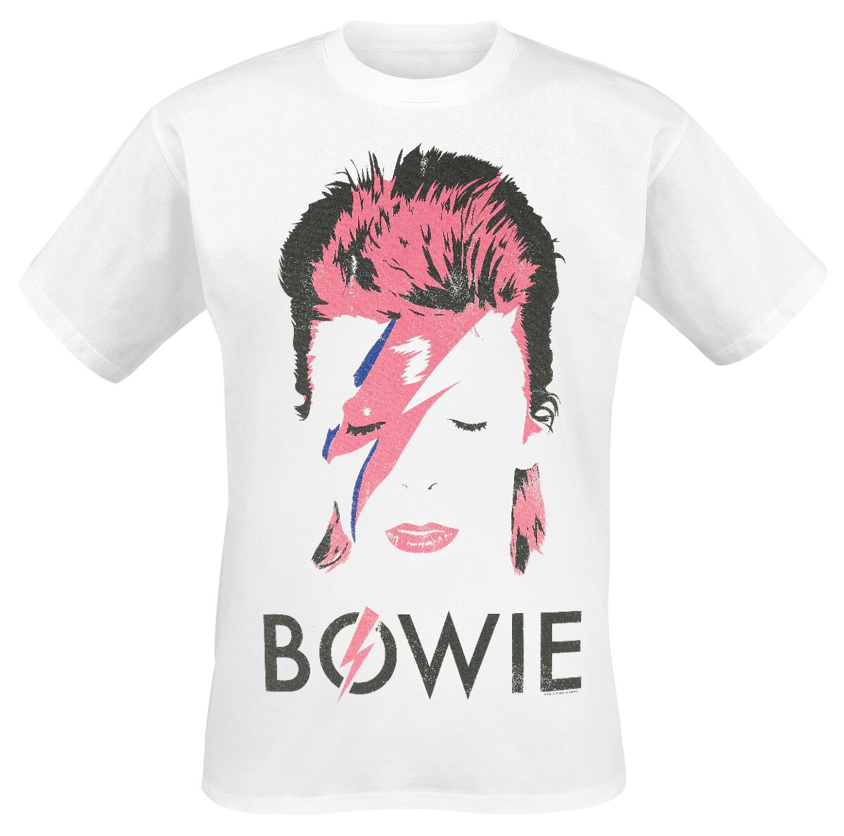 David Bowie T-Shirt - Aladdin Sane Distressed - L bis XXL - für Männer - Größe L - weiß  - Lizenziertes Merchandise!