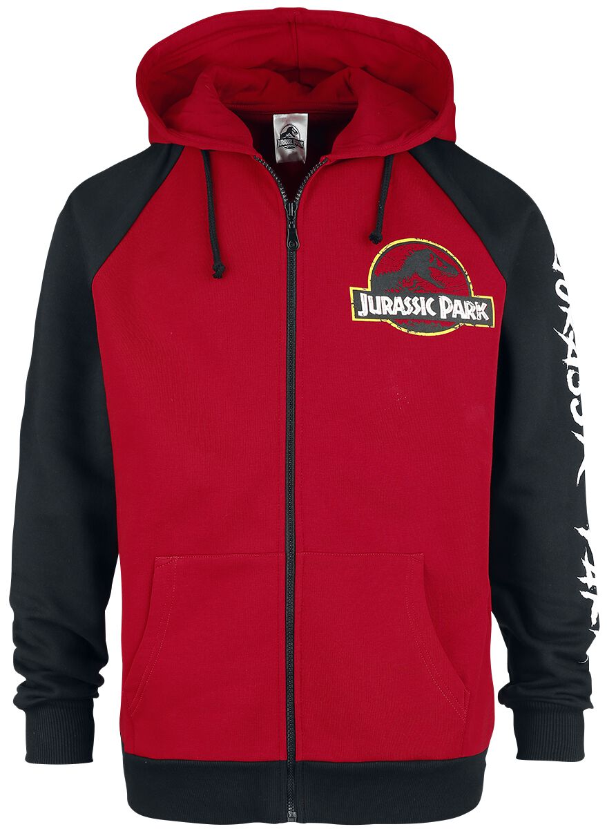 Levně Jurassic Park Classic Logo Mikina s kapucí na zip cervená/cerná