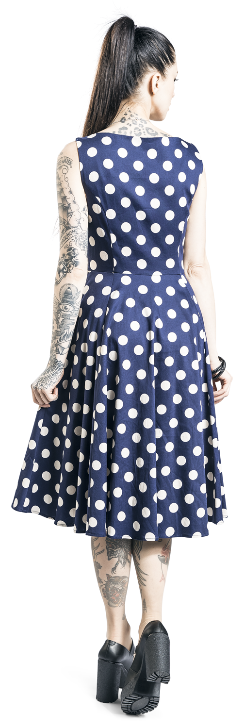 H&R London Zea Swing Dress Mittellanges Kleid blau weiß