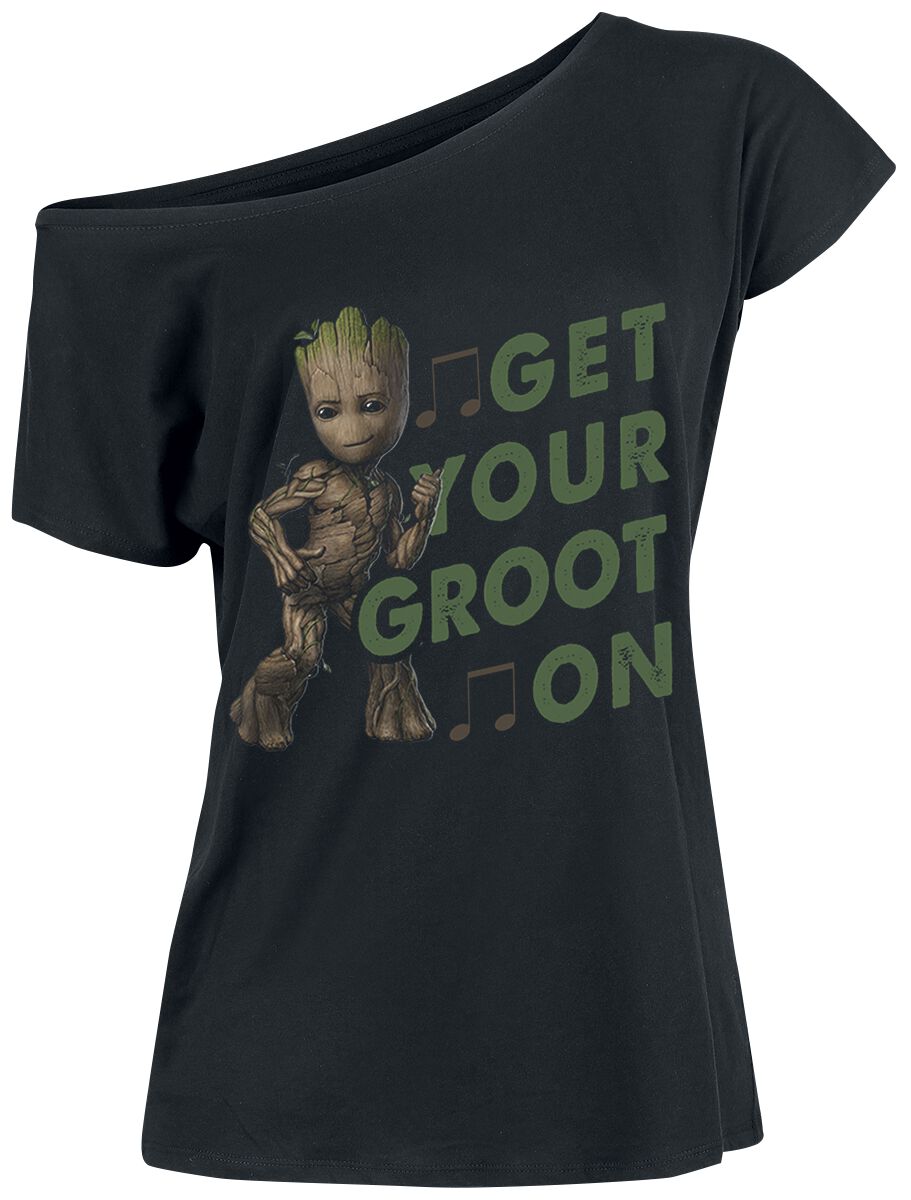 Guardians Of The Galaxy - Marvel T-Shirt - Get Your Groot On - S bis XXL - für Damen - Größe L - schwarz  - Lizenzierter Fanartikel