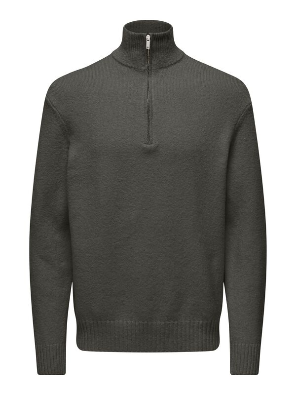 ONLY and SONS Gebreide trui - ONSJAMES RLX 1/2 ZIP KNIT NOOS - S tot XXL - voor Mannen - groen