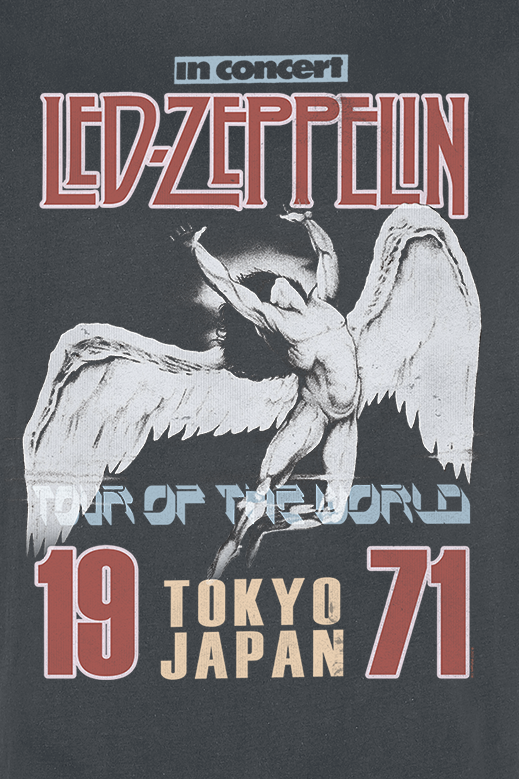 Led Zeppelin T-Shirt - Amplified Collection - Tokyo 71 - XS - für Männer - Größe XS - charcoal  - Lizenziertes Merchandise!