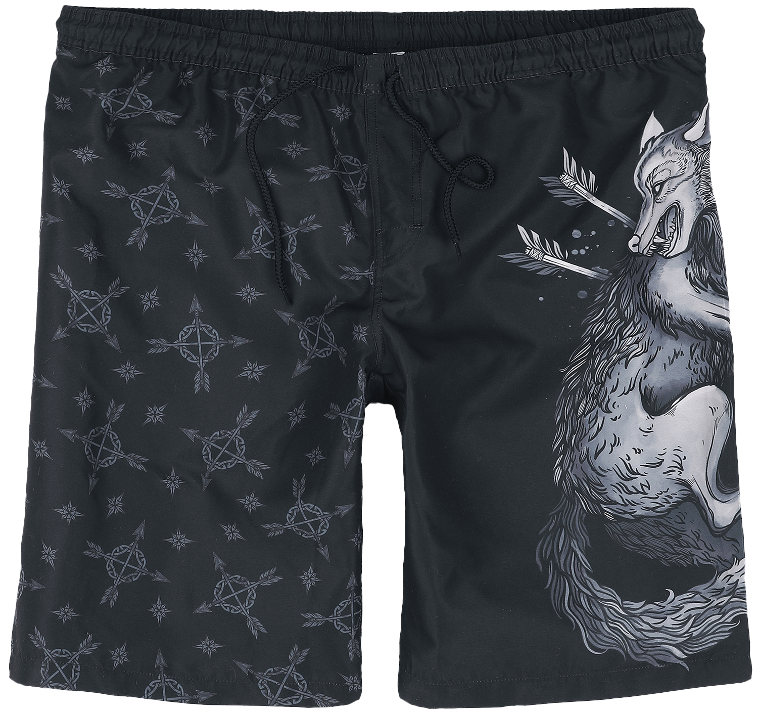 Black Premium by EMP - Swim Shorts With Wolf Print - Badeshort - schwarz - EMP Exklusiv!