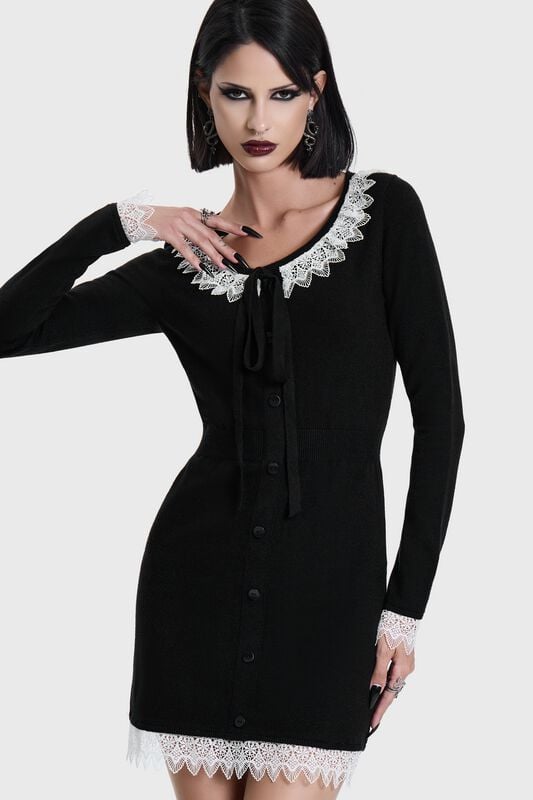 Killstar - Gothic Kort klänning - VICTORIA'S WRATH KNITTED MINI DRESS - XS 4XL - för Dam - svart