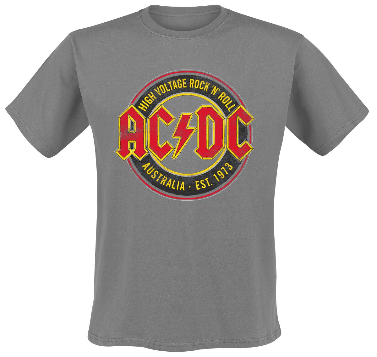 Image of T-Shirt di AC/DC - High Voltage - Rock 'N' Roll - Australia Est. 1973 - S a XXL - Uomo - grigio