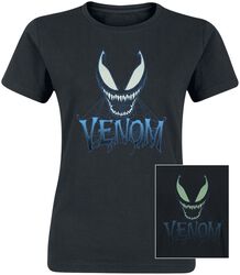 Blue Web Face - Glow In The Dark, Venom (Marvel), T-Shirt