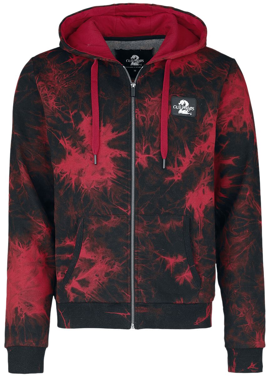 Sweat-shirt zippé à capuche Gaming de Guild Wars - 2 - Dragon - S à XXL - pour Homme - rouge/noir