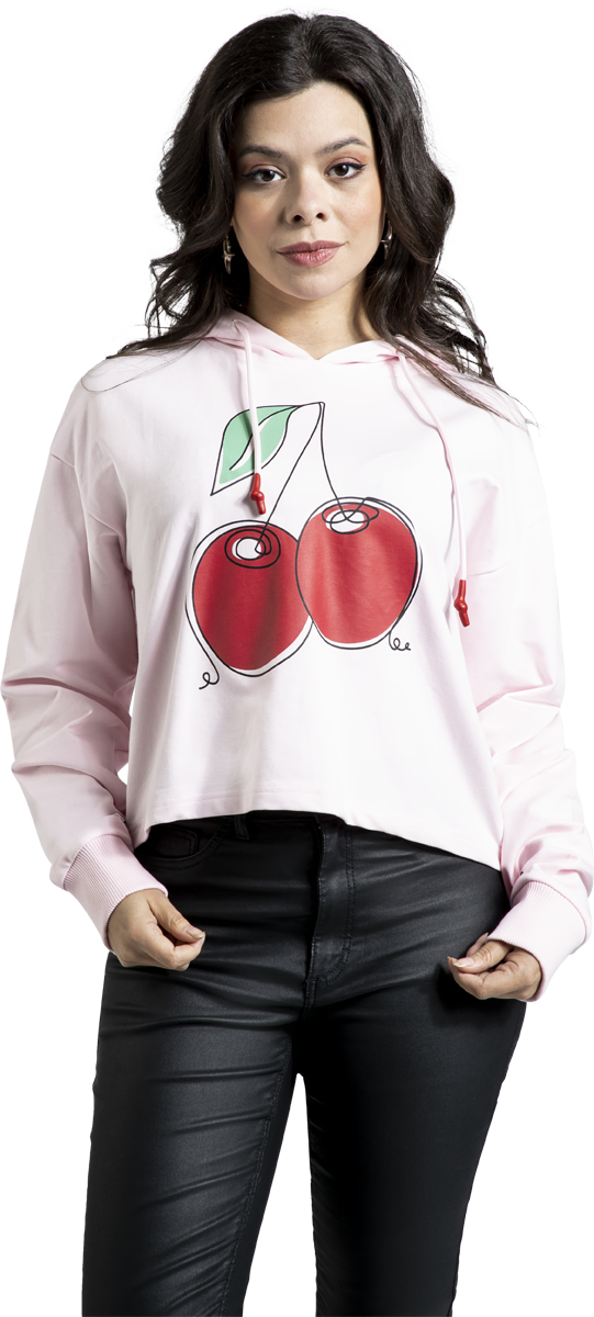 Thumbnail - Pussy Deluxe Cherry Cropped Hooded Kapuzenpullover rosa in L