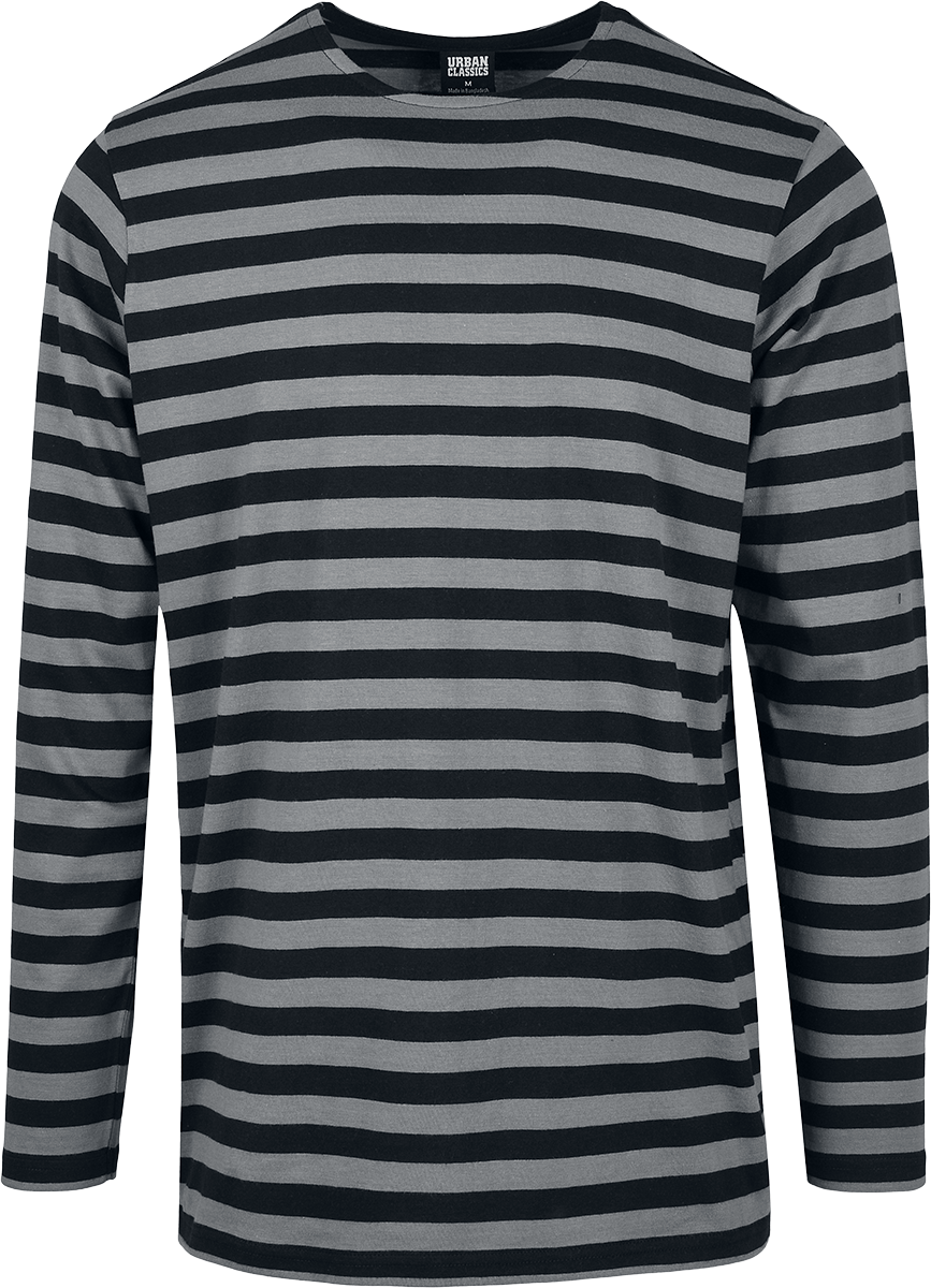 Urban Classics  Long-sleeve Shirt - Regular Stripe Longlseeve - for Men - grey-black