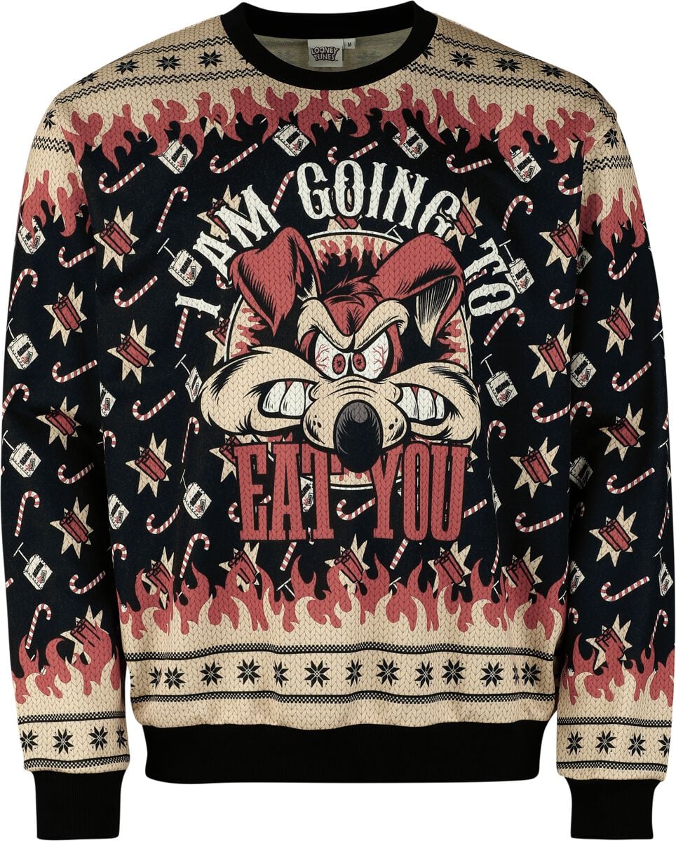 Looney Tunes Wile E. Coyote Weihnachtspullover multicolor in 3XL