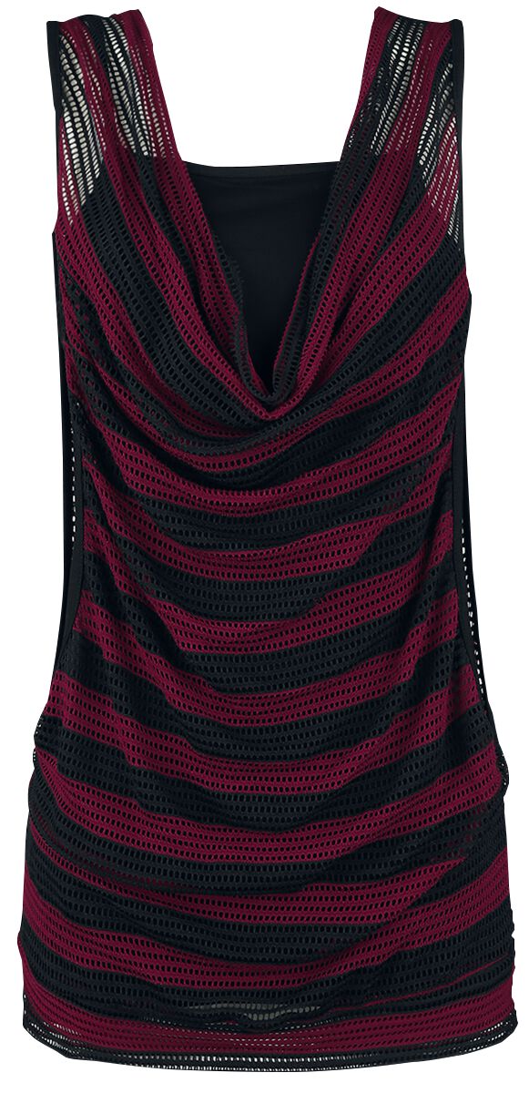 RED by EMP 2 in 1 Double Layer Stripe Mesh Top Top schwarz rot in L