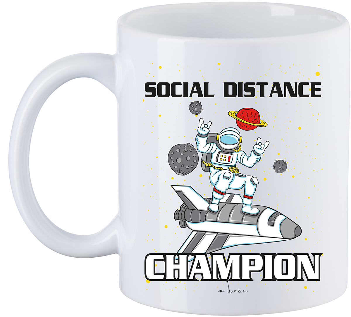 Sprüche Social Distance Champion Tasse weiß