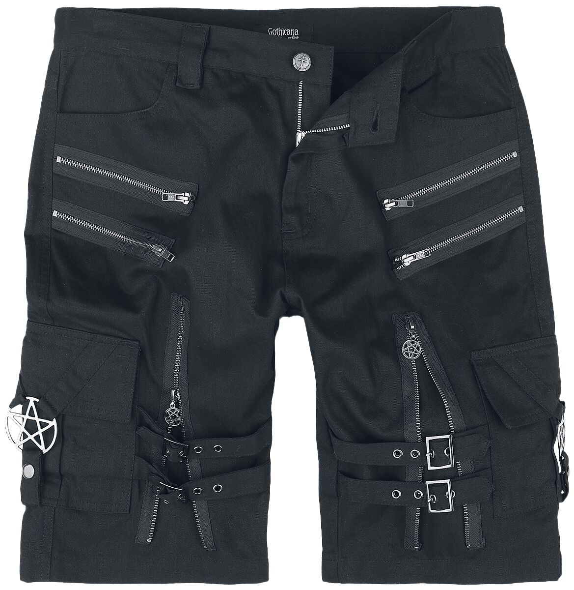 Image of Shorts Gothic di Gothicana by EMP - Shorts with straps, buckles and zip - M a XXL - Uomo - nero