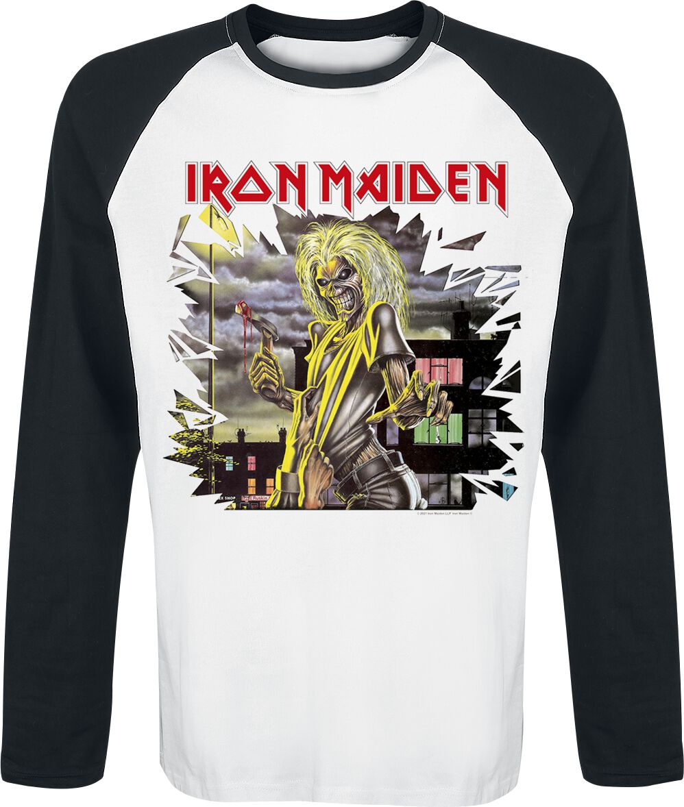 T-shirt manches longues de Iron Maiden - Killers Shatter - S à XL - pour Homme - blanc/noir