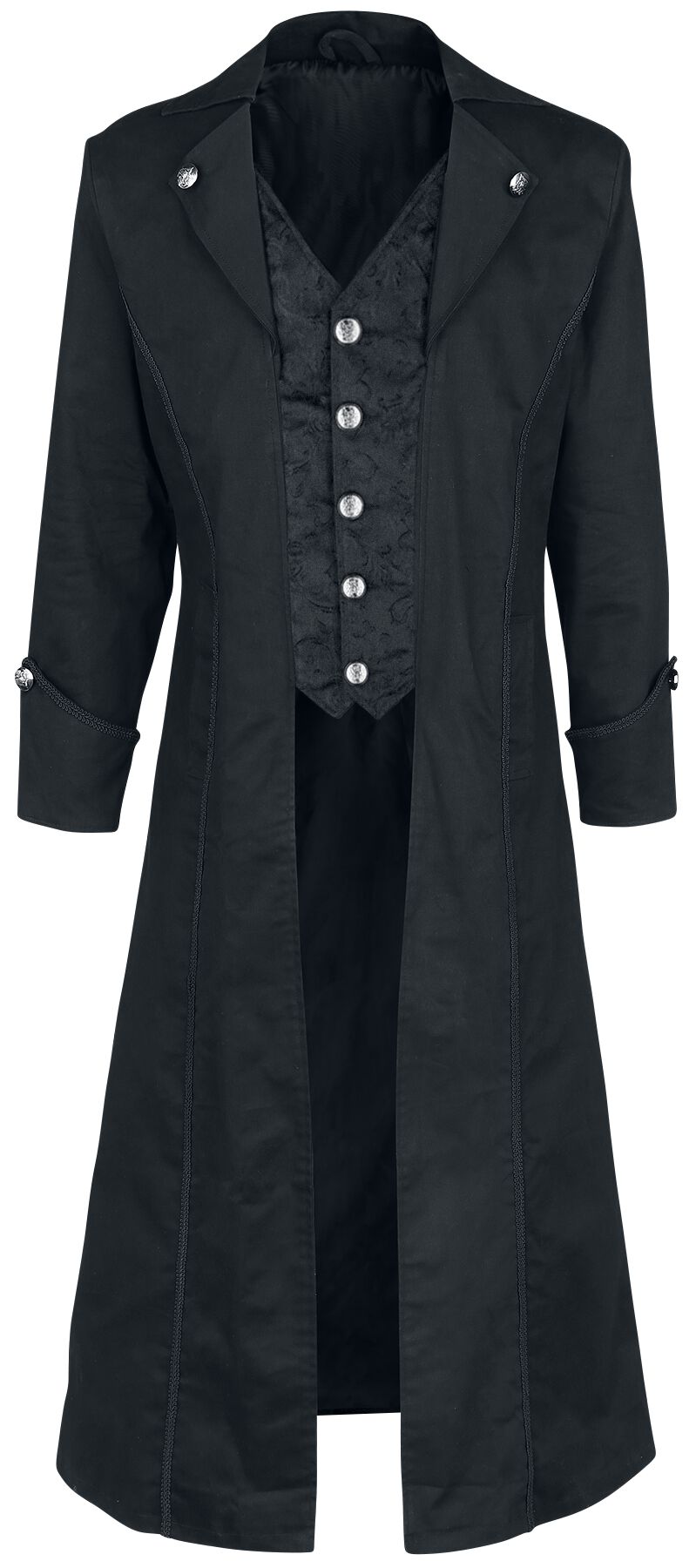 Altana Industries Dark Brocade Coat Army Coat black