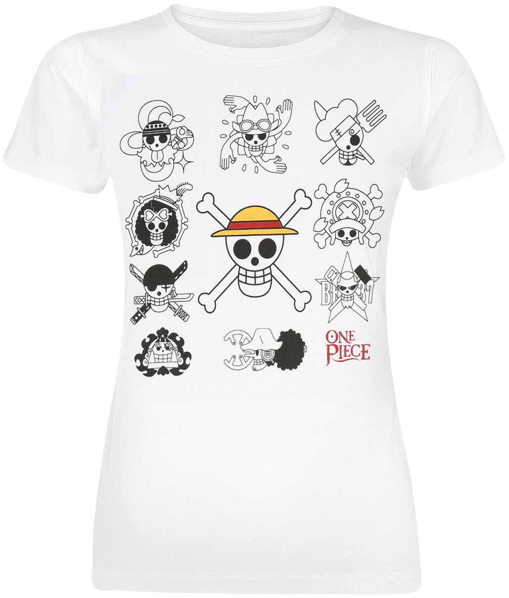 One Piece Skulls T-Shirt weiß in L