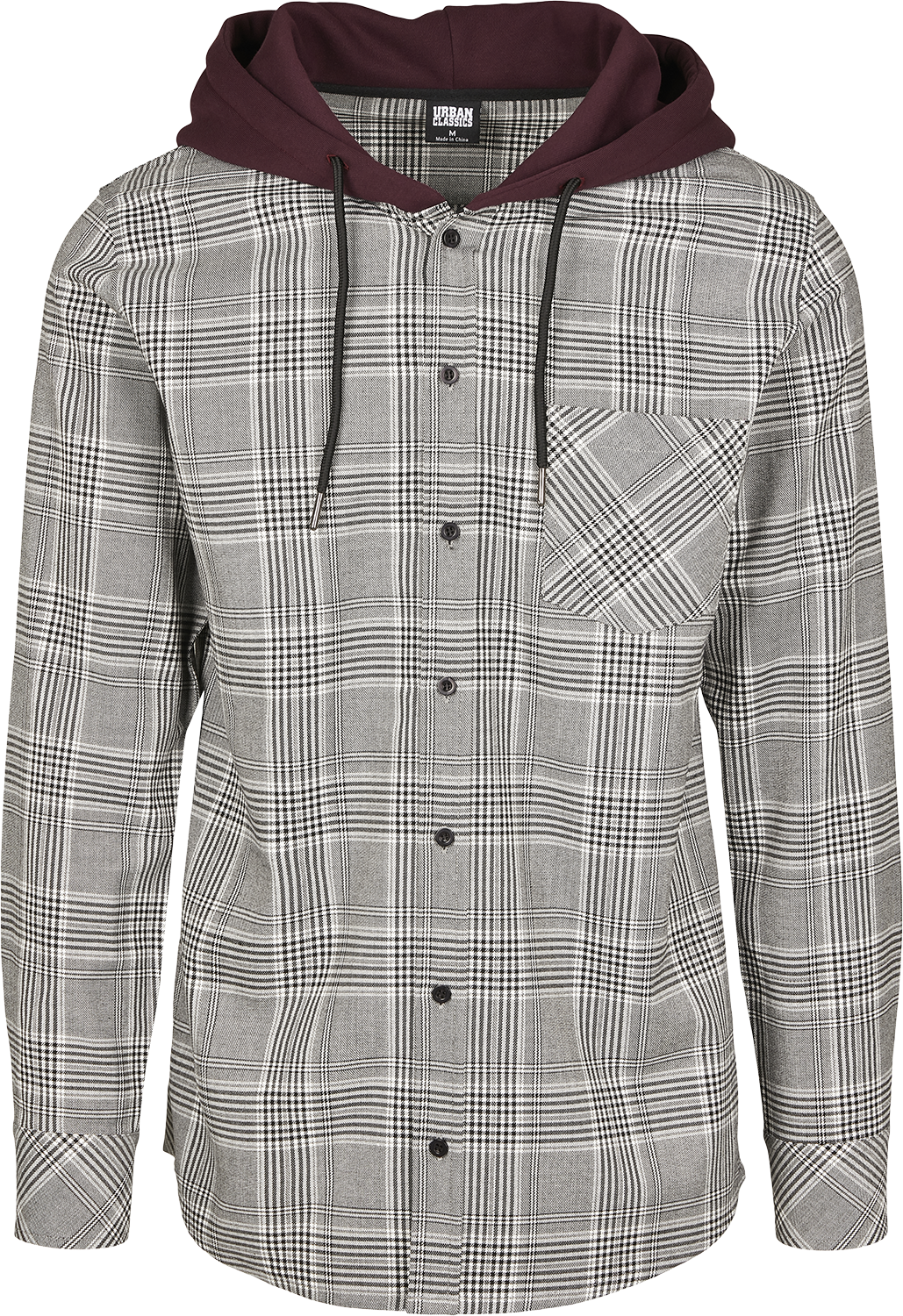 Urban Classics - Hooded Glencheck Shirt - Shirt - grey/bordeaux image