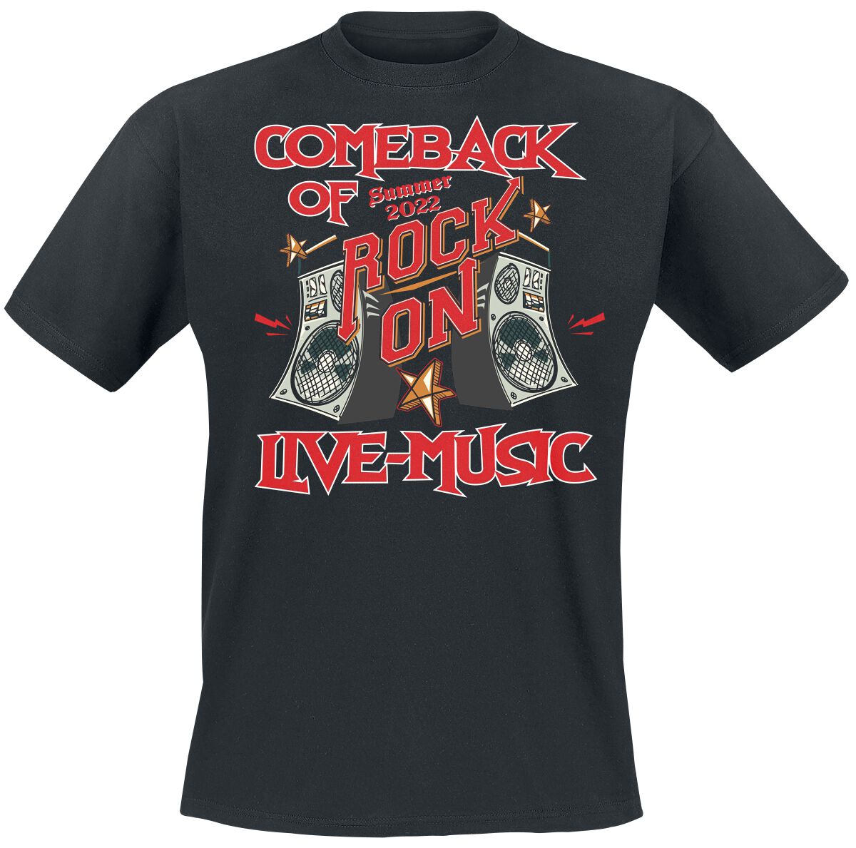 Slogans Comeback Of Live Music - Rock On T-Shirt black