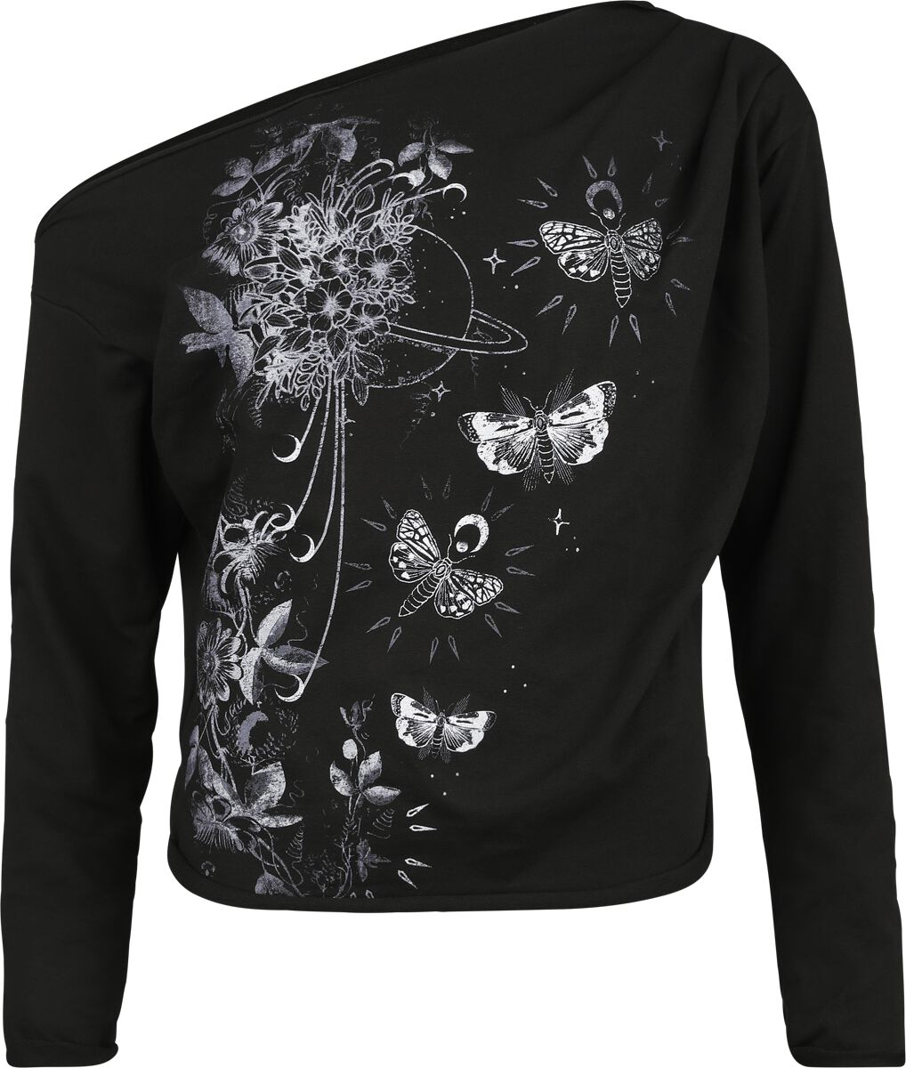 Outer Vision - Gothic Sweatshirt - Moth Universe - S bis XXL - für Damen - Größe XXL - schwarz