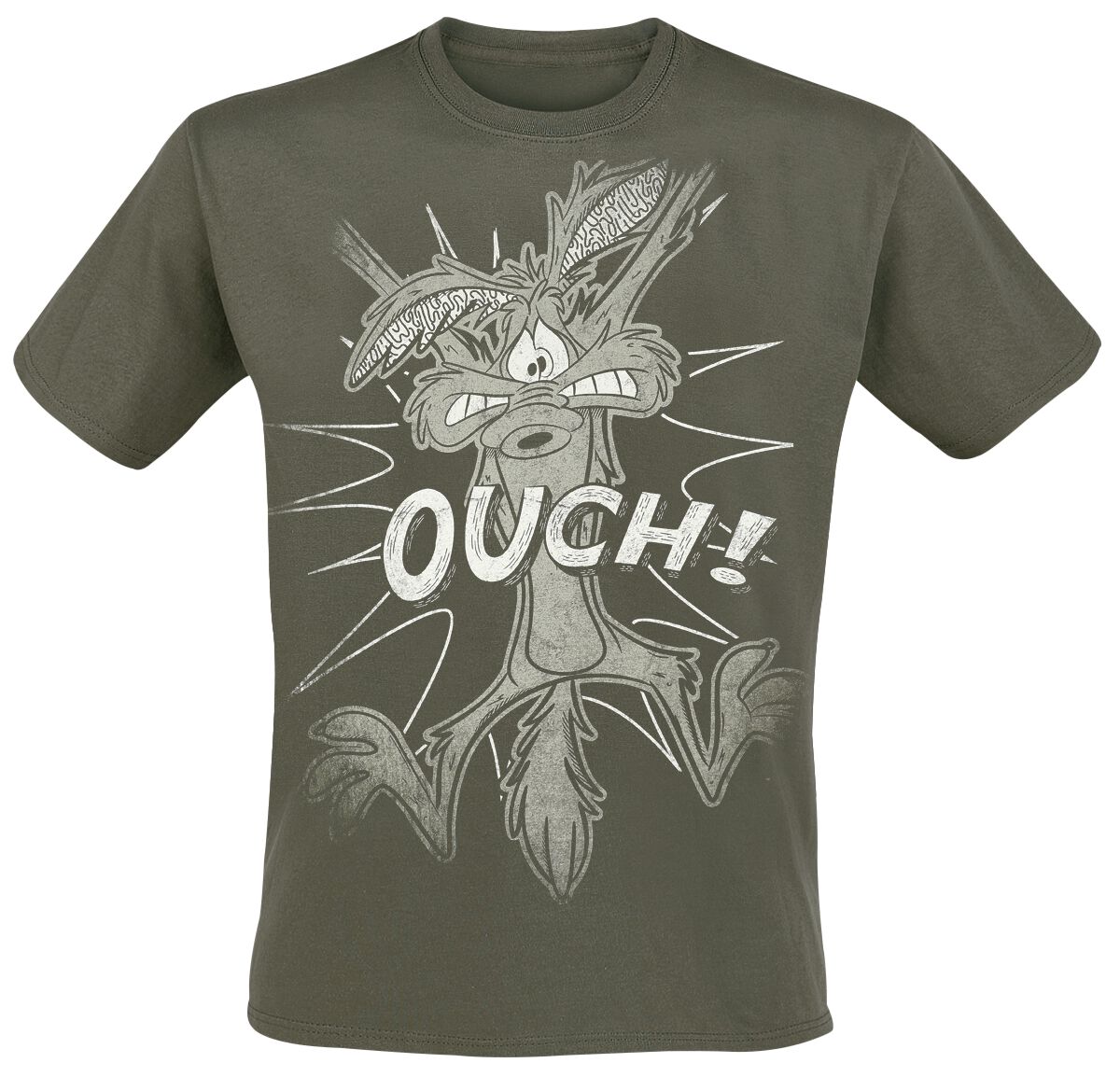 Image of T-Shirt di Looney Tunes - Coyote - Ouch! - S a 3XL - Uomo - verde oliva