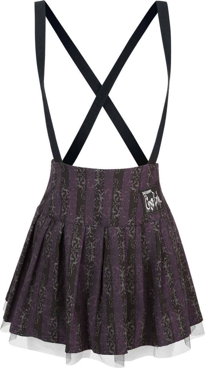 Killstar Gothic Mini Skirt - Corpse Bride II - Haunted Phase Pinafore Skirt - for Women - black-lilac