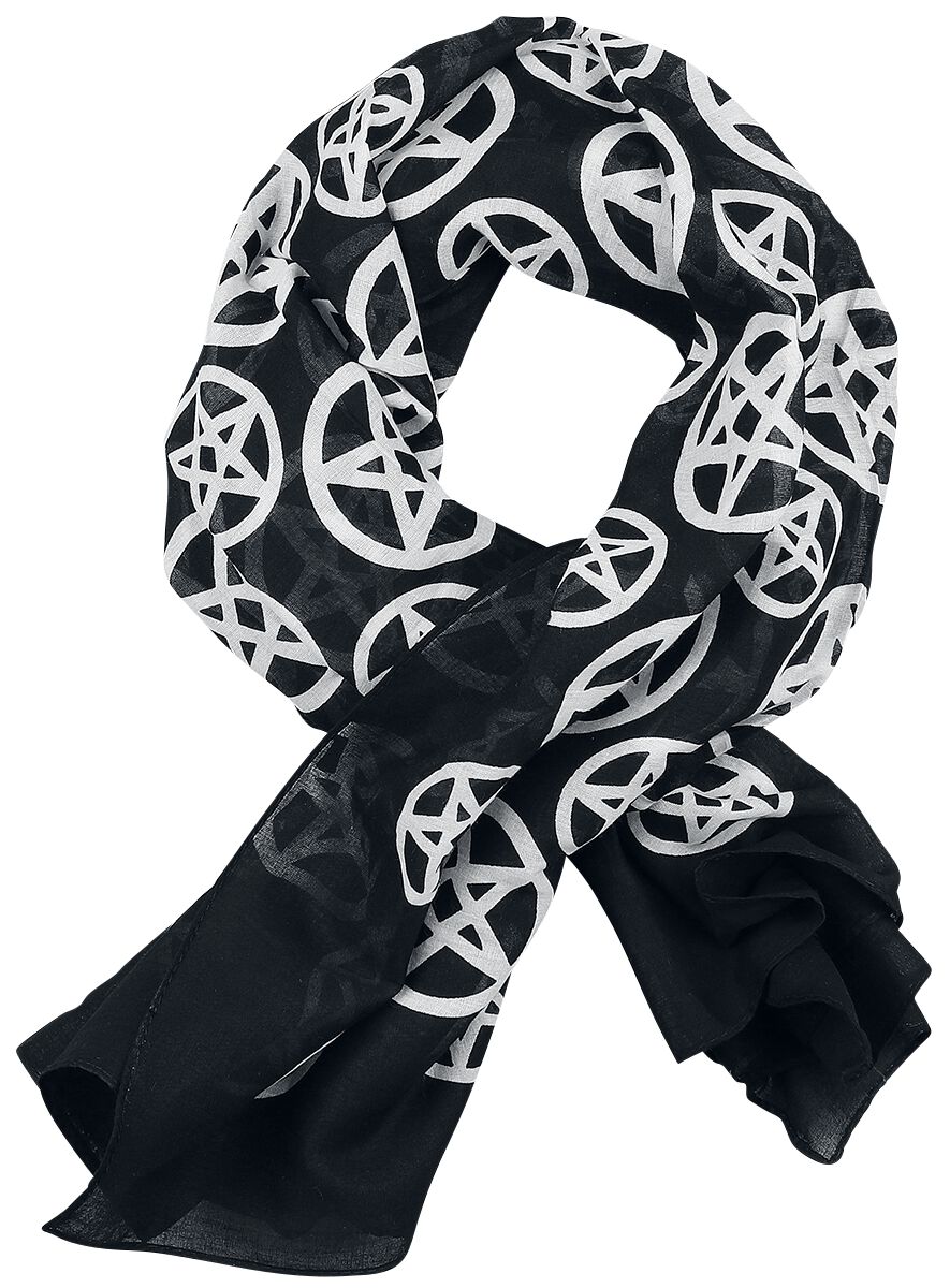 Rock Daddy - Gothic Tuch - Pentagramm Ocult Tuch - für Damen - schwarz/weiß