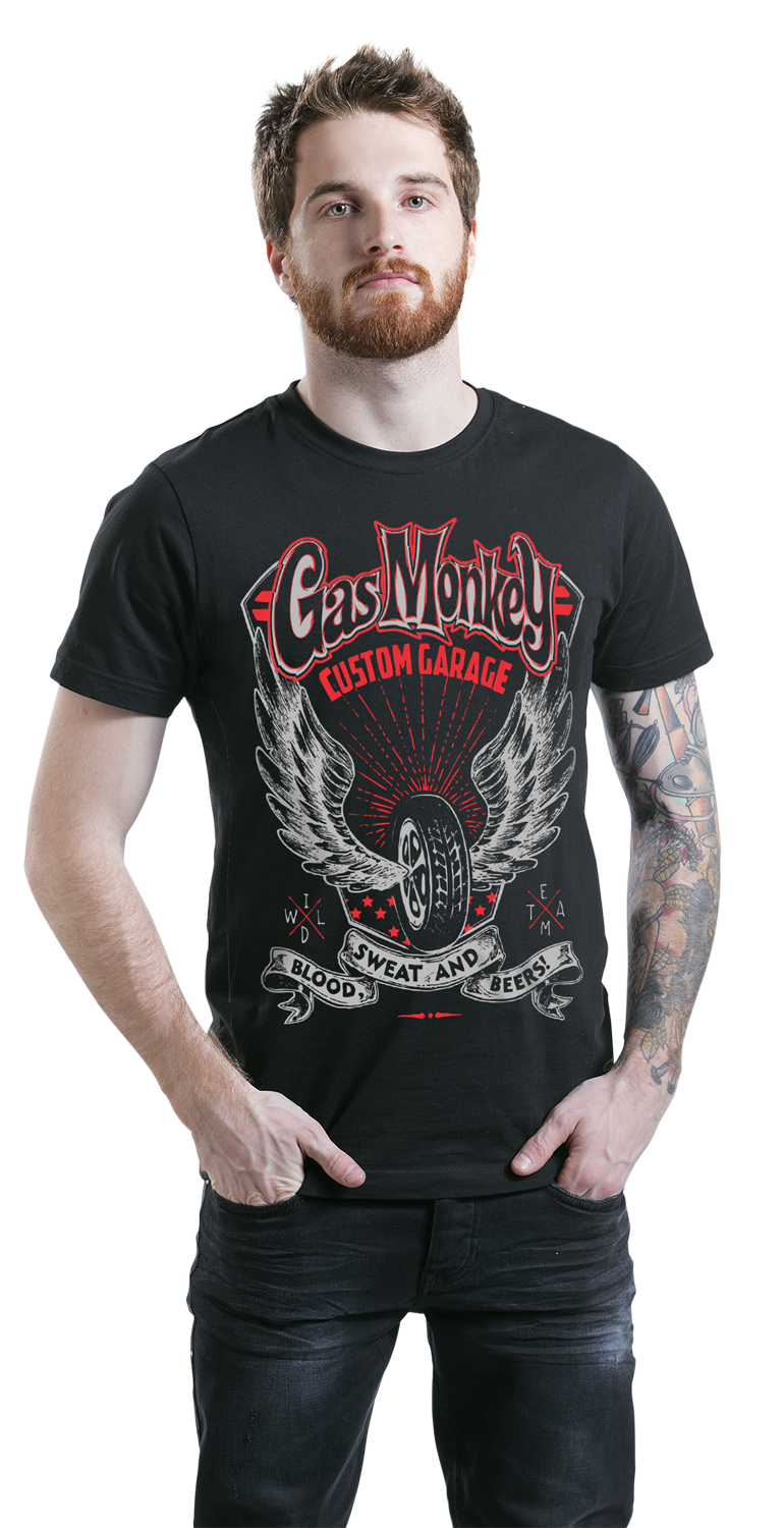 Gas Monkey Garage Tyre & Wings T-Shirt schwarz