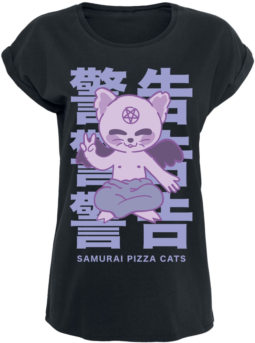 Manga Design T-Shirt schwarz von Samurai Pizza Cats
