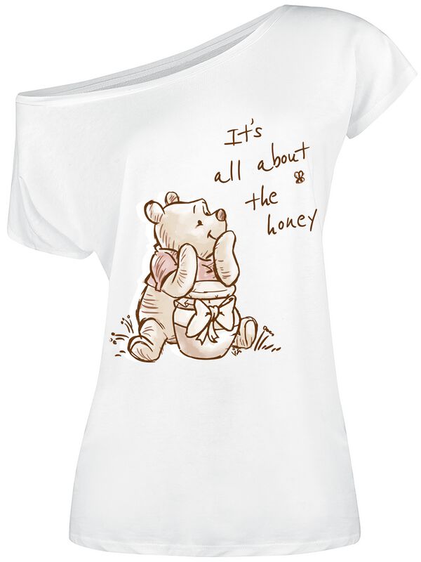 T-Shirt Manches courtes Disney de Winnie L'Ourson - All About The Honey - S à 5XL - pour Femme - blanc