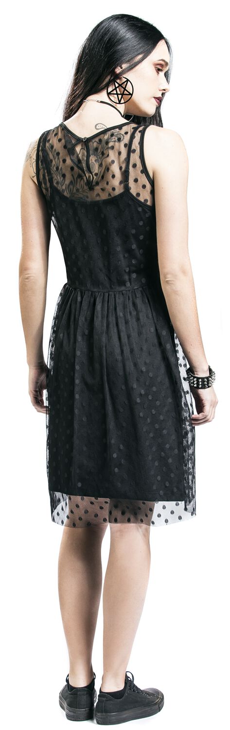 schwarzes kleid aus transparentem pünktchentüll | black
