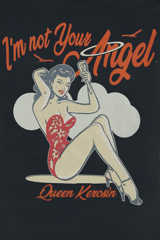 Queen Kerosin - Rockabilly T-Shirt - I'm Not Your Angel - XS bis XXL - für Damen - Größe S - schwarz