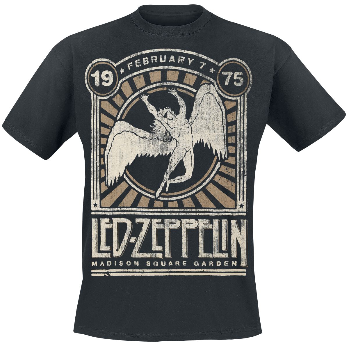 Led Zeppelin T-Shirt - Madison Square Garden 1975 - S bis 4XL - für Männer - Größe L - schwarz  - Lizenziertes Merchandise!